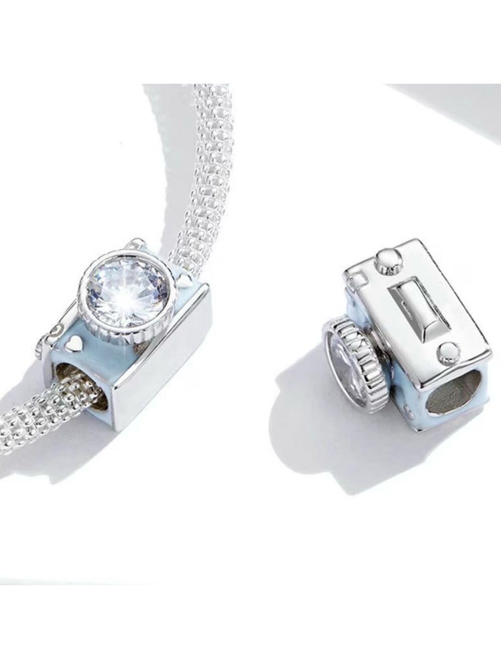 Silver Camera Charm with Crystal Accents - Picture 2 of 2